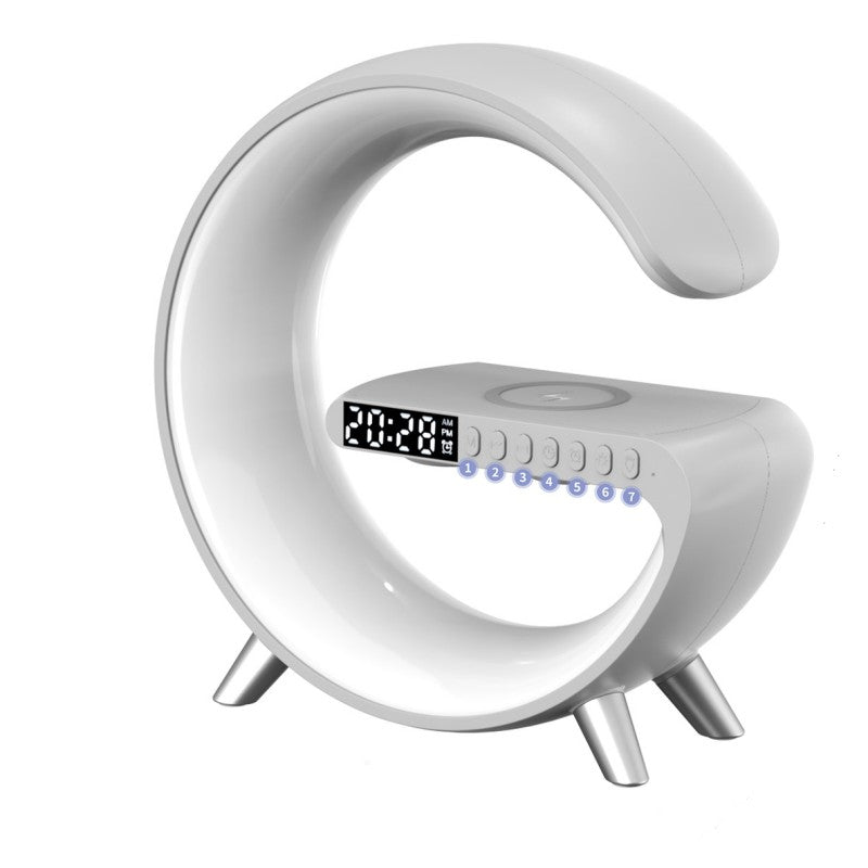 G-Shaped Smart LED Lamp – Bluetooth Speaker, Wireless Charger & Alarm Clock
