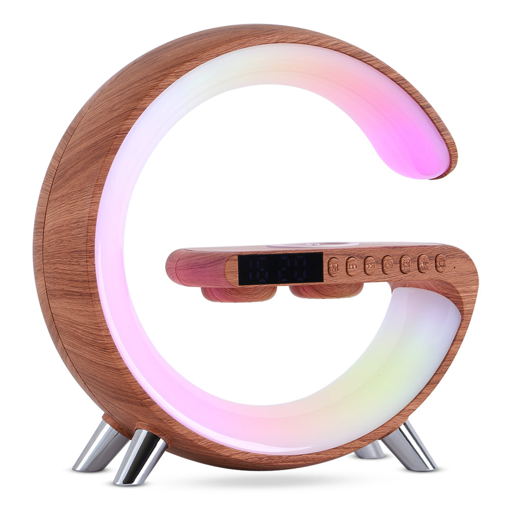 G-Shaped Smart LED Lamp – Bluetooth Speaker, Wireless Charger & Alarm Clock