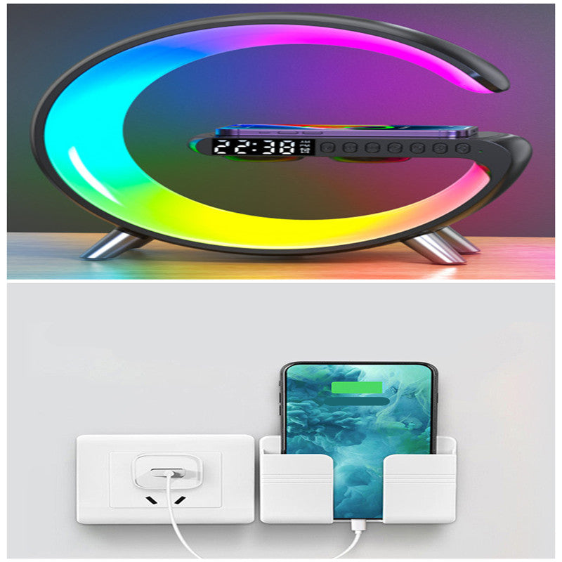 G-Shaped Smart LED Lamp – Bluetooth Speaker, Wireless Charger & Alarm Clock