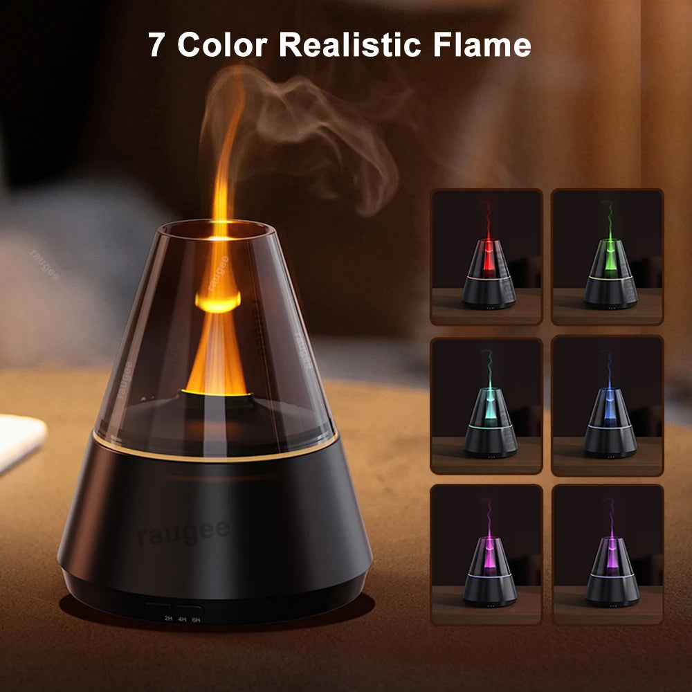 Air Humidifier Mini Flame Effect Aroma Diffuser – USB Humidifier with LED Night Light