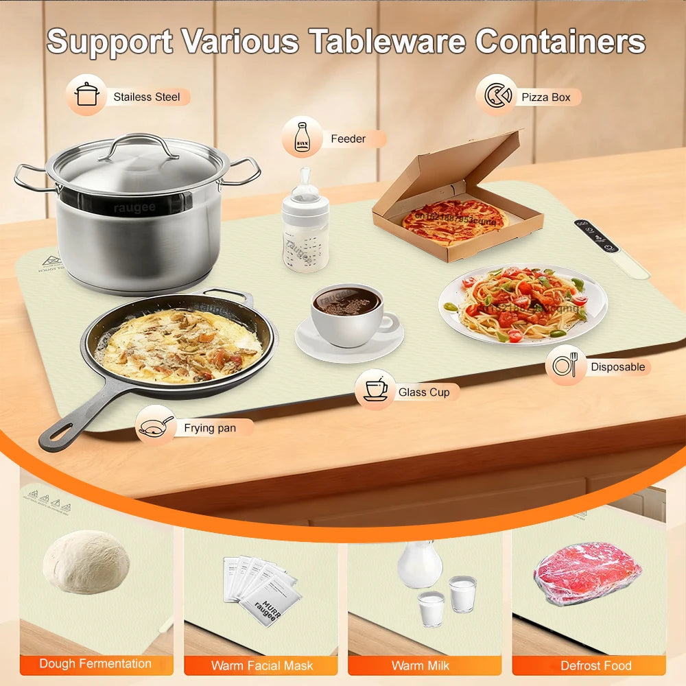 Electric Food Warming Tray – Foldable Silicone Heating Mat with Temperature Control