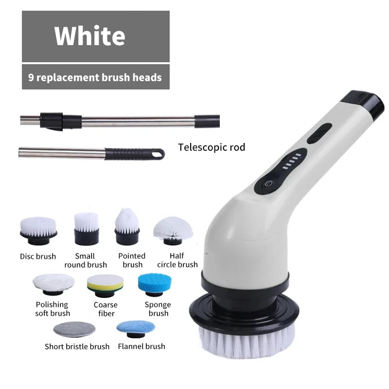 9-in-1 Electric Spin Cleaning Brush – Cordless Scrubber with Extendable Handle