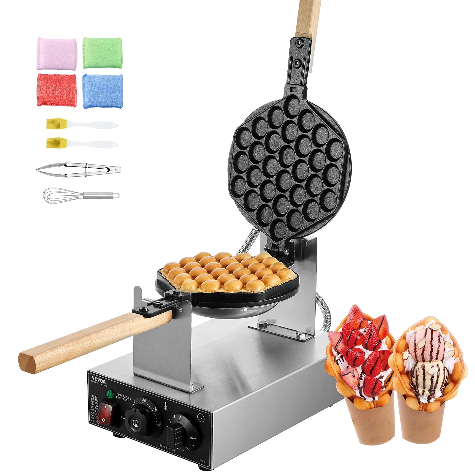 SucceBuy Commercial Bubble Waffle Maker – 1400W Non-Stick Egg Puff Machine