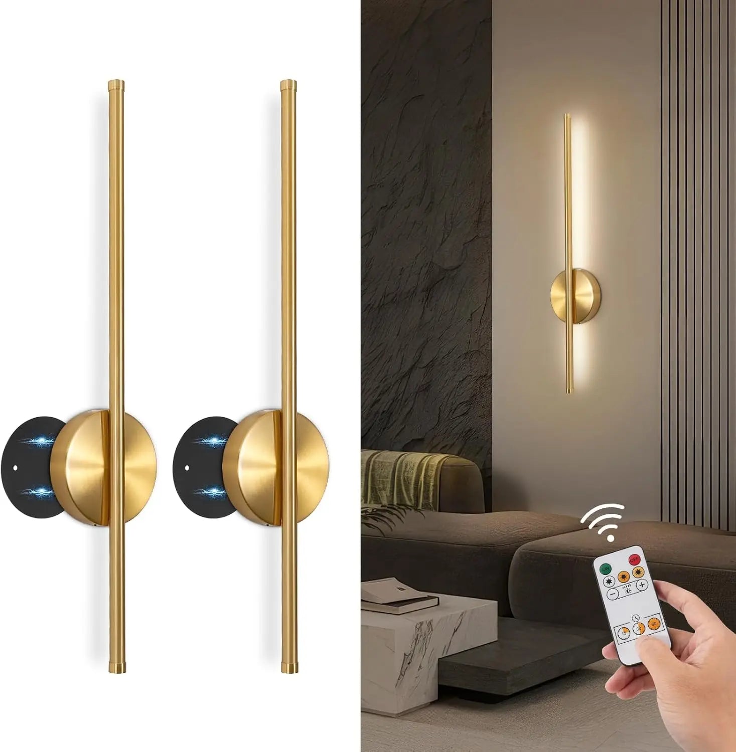 Rechargeable LED Wall Light – Wireless Modern Sconce with Remote Dimming