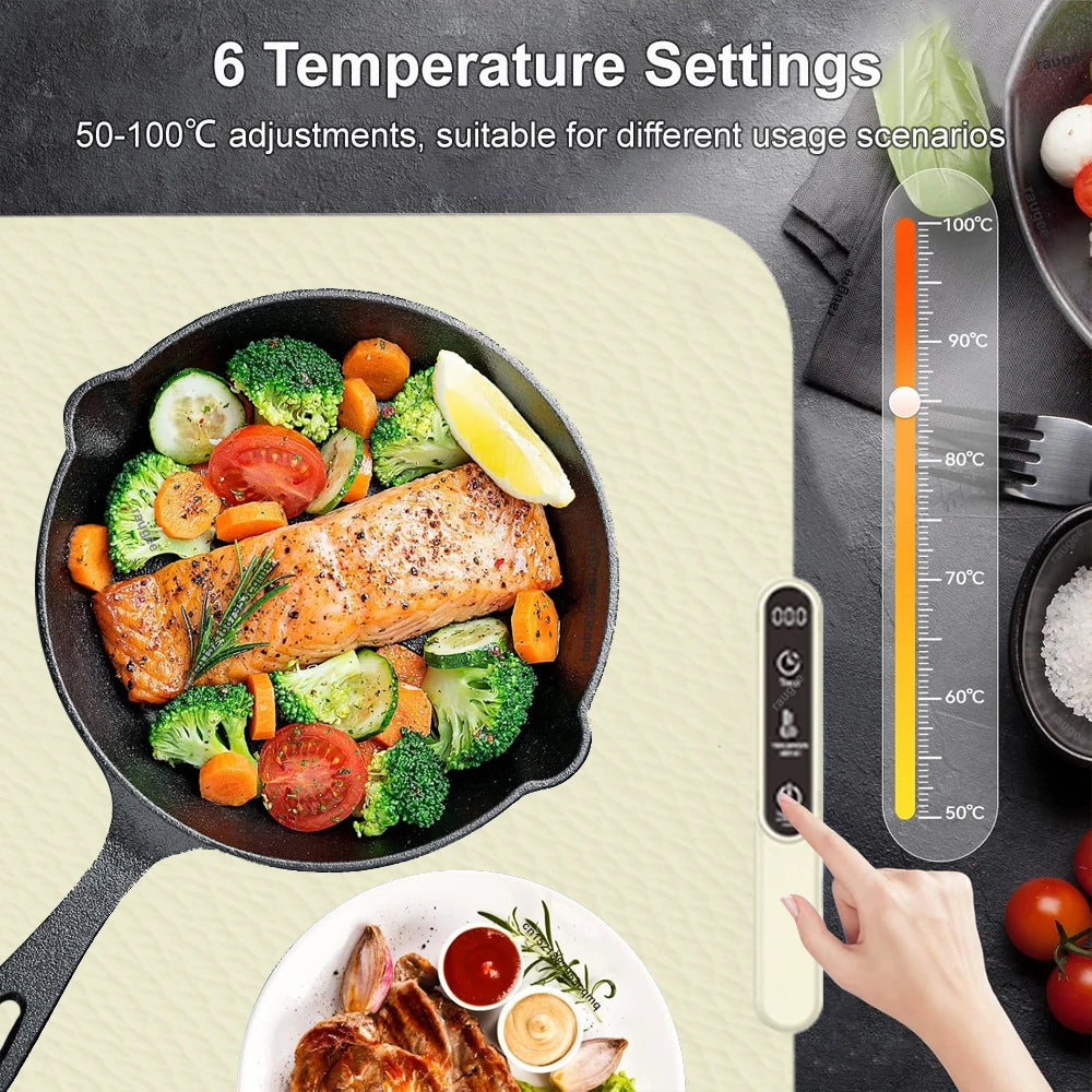 Electric Food Warming Tray – Foldable Silicone Heating Mat with Temperature Control