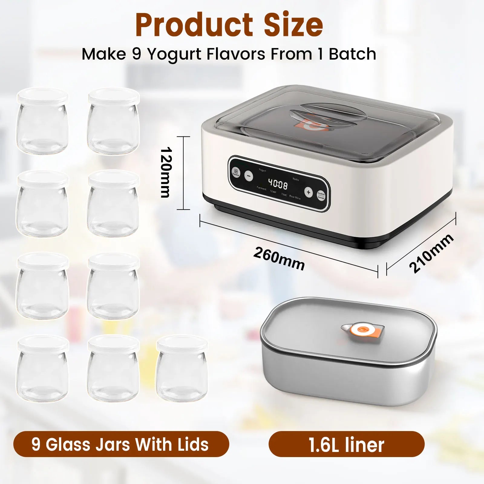 Probiotic Yogurt Maker – Automatic Fermentation Machine with Timer & Glass Jars