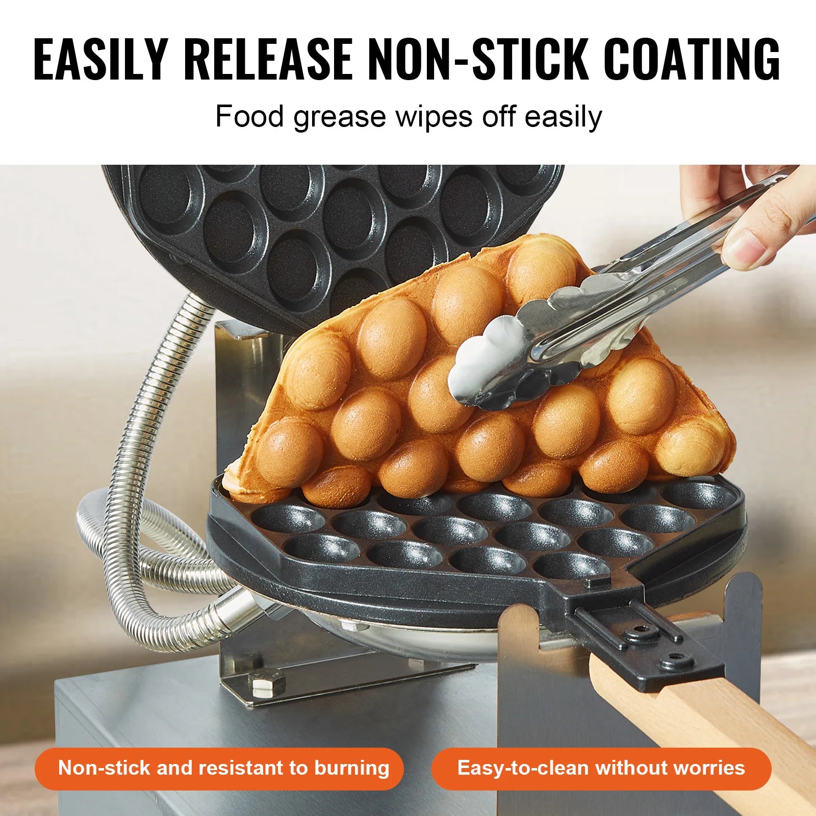 SucceBuy Commercial Bubble Waffle Maker – 1400W Non-Stick Egg Puff Machine