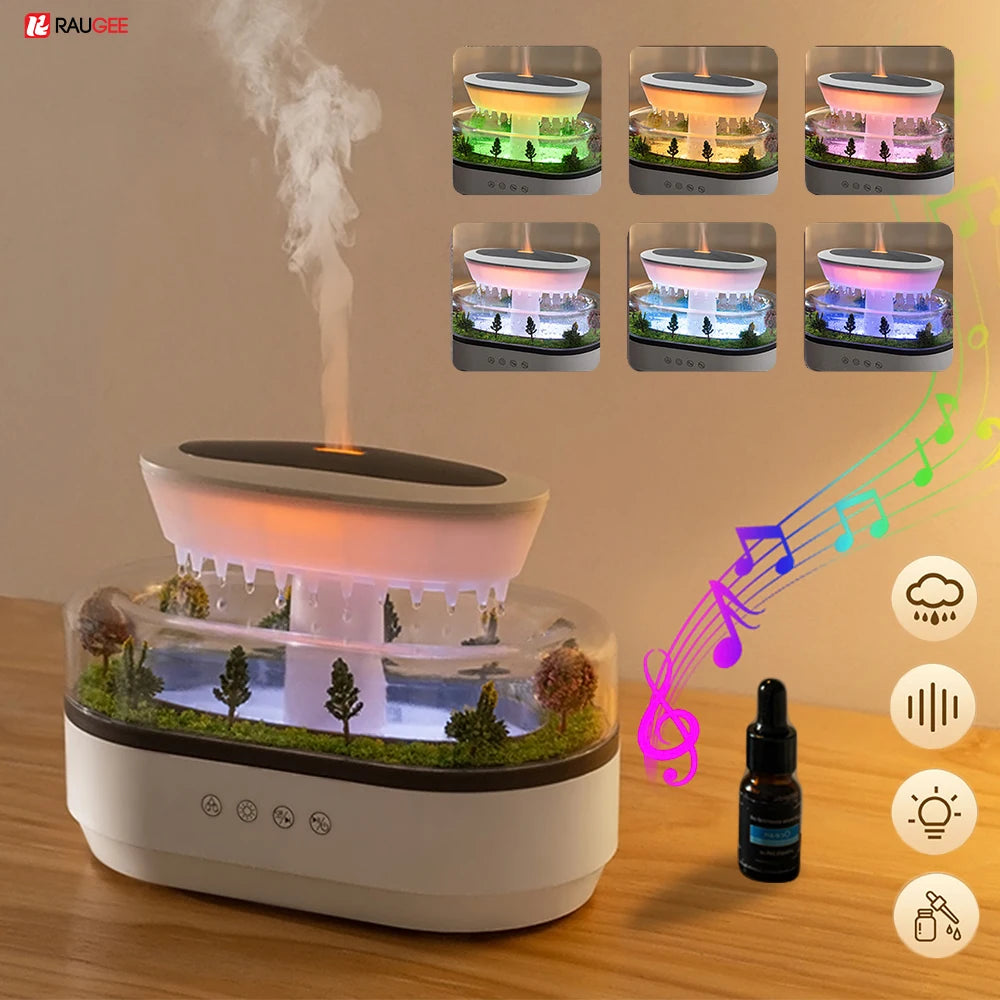 Raindrop Aroma Diffuser – Music Humidifier with LED Light Essential Oils Fragrance Aromatherapy  Colorful Light Air Humidifier