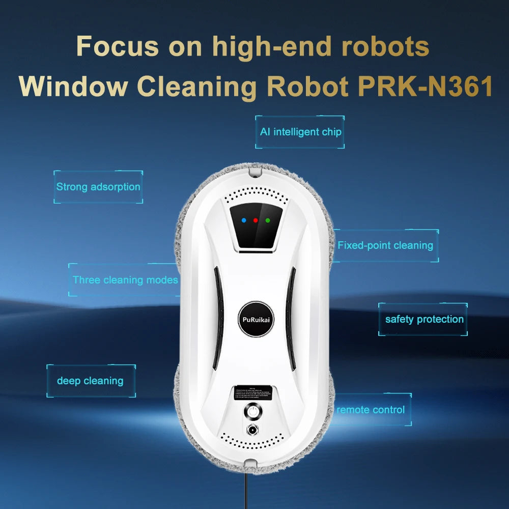 PuRuiKai Ultra Thin Smart Window Cleaning Robot – Automatic Glass Cleaner with Remote Control