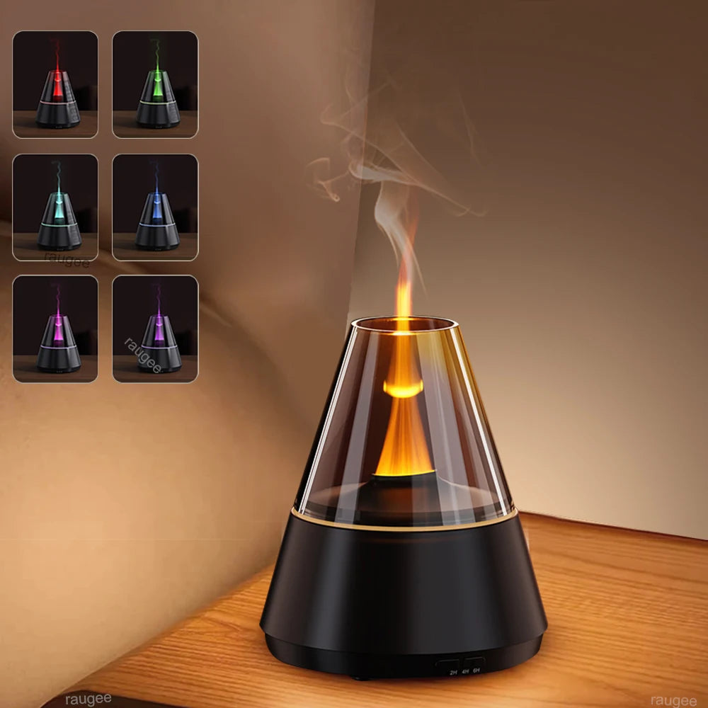 Air Humidifier Mini Flame Effect Aroma Diffuser – USB Humidifier with LED Night Light