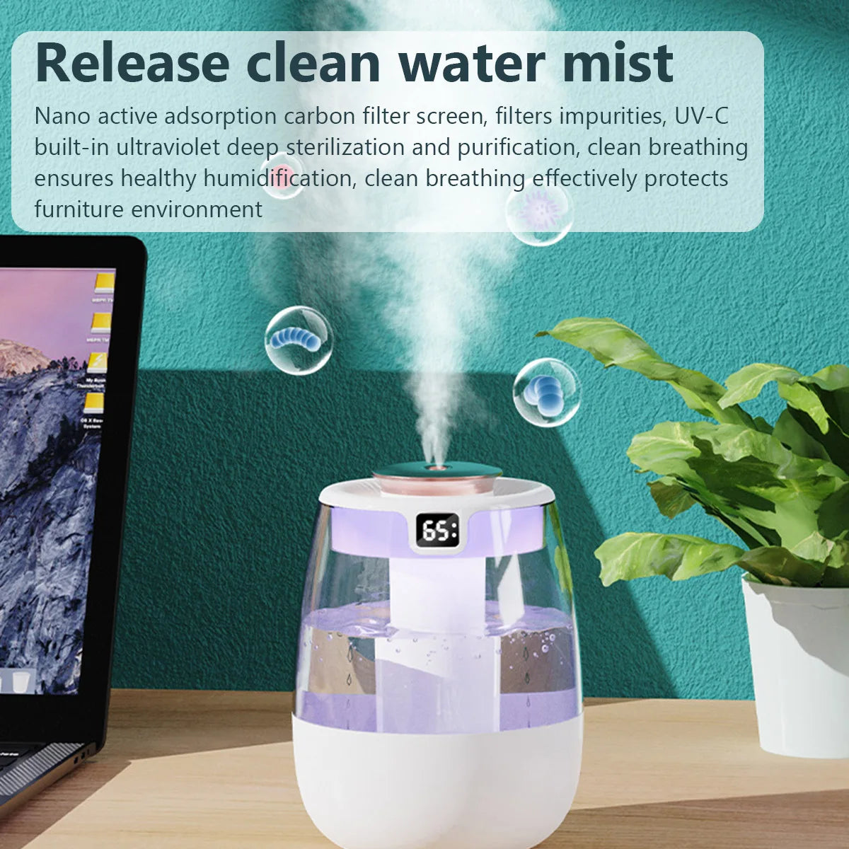 1300ML USB Air Humidifier – Double Spray Mist Aroma Diffuser Large Capacity Essential Oil