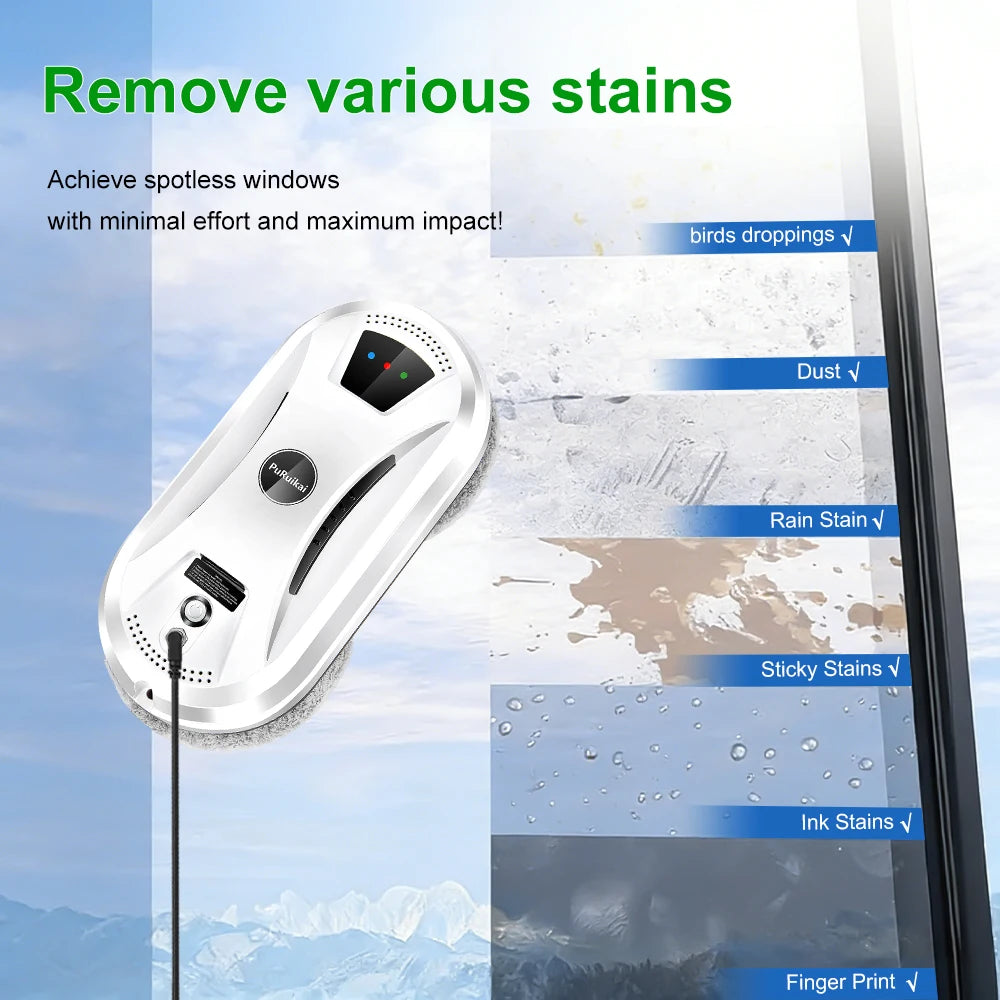 PuRuiKai Ultra Thin Smart Window Cleaning Robot – Automatic Glass Cleaner with Remote Control