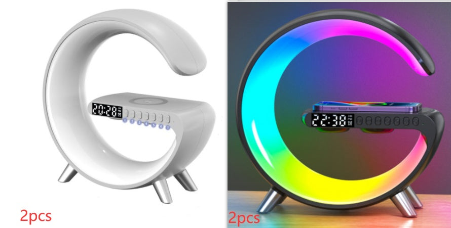 G-Shaped Smart LED Lamp – Bluetooth Speaker, Wireless Charger & Alarm Clock