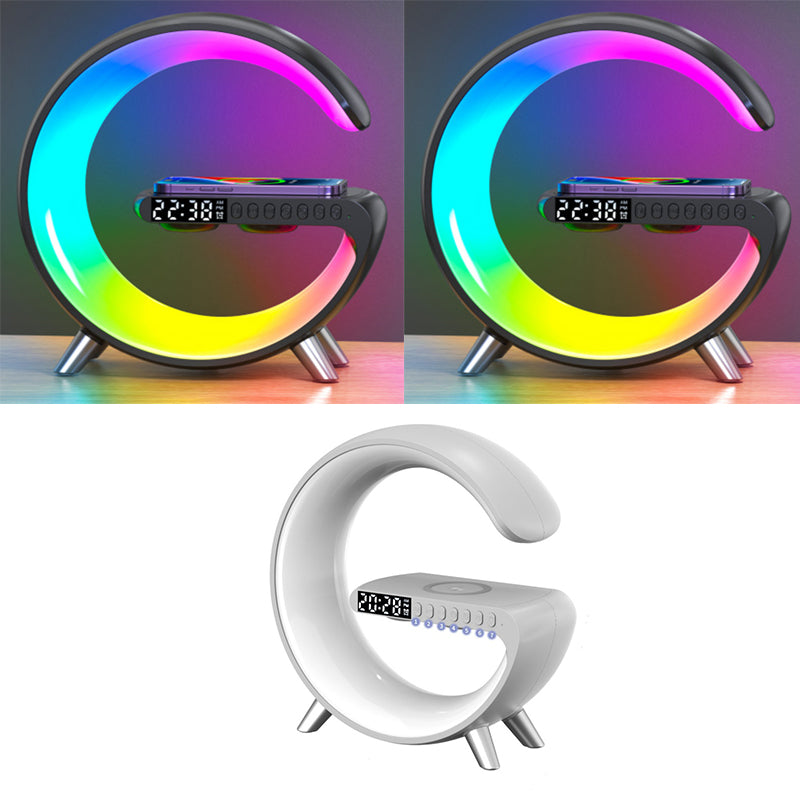 G-Shaped Smart LED Lamp – Bluetooth Speaker, Wireless Charger & Alarm Clock