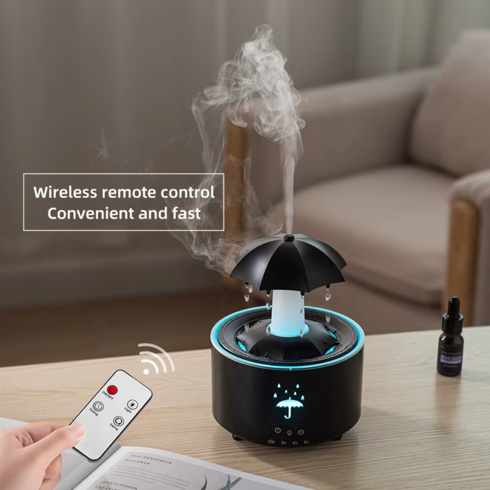 Umbrella Raindrop Air Humidifier with Colourful Night Lights & Aroma Diffuser