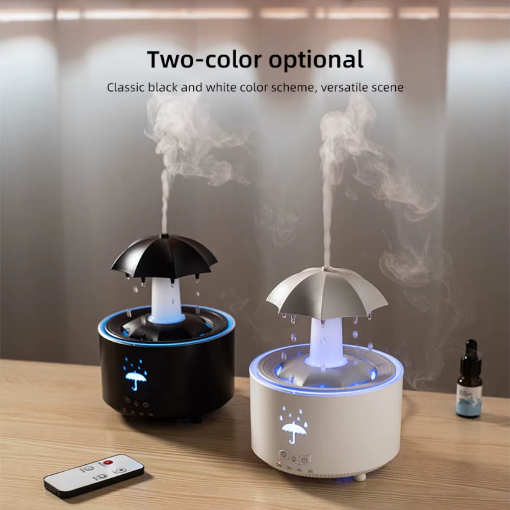 Umbrella Raindrop Air Humidifier with Colourful Night Lights & Aroma Diffuser